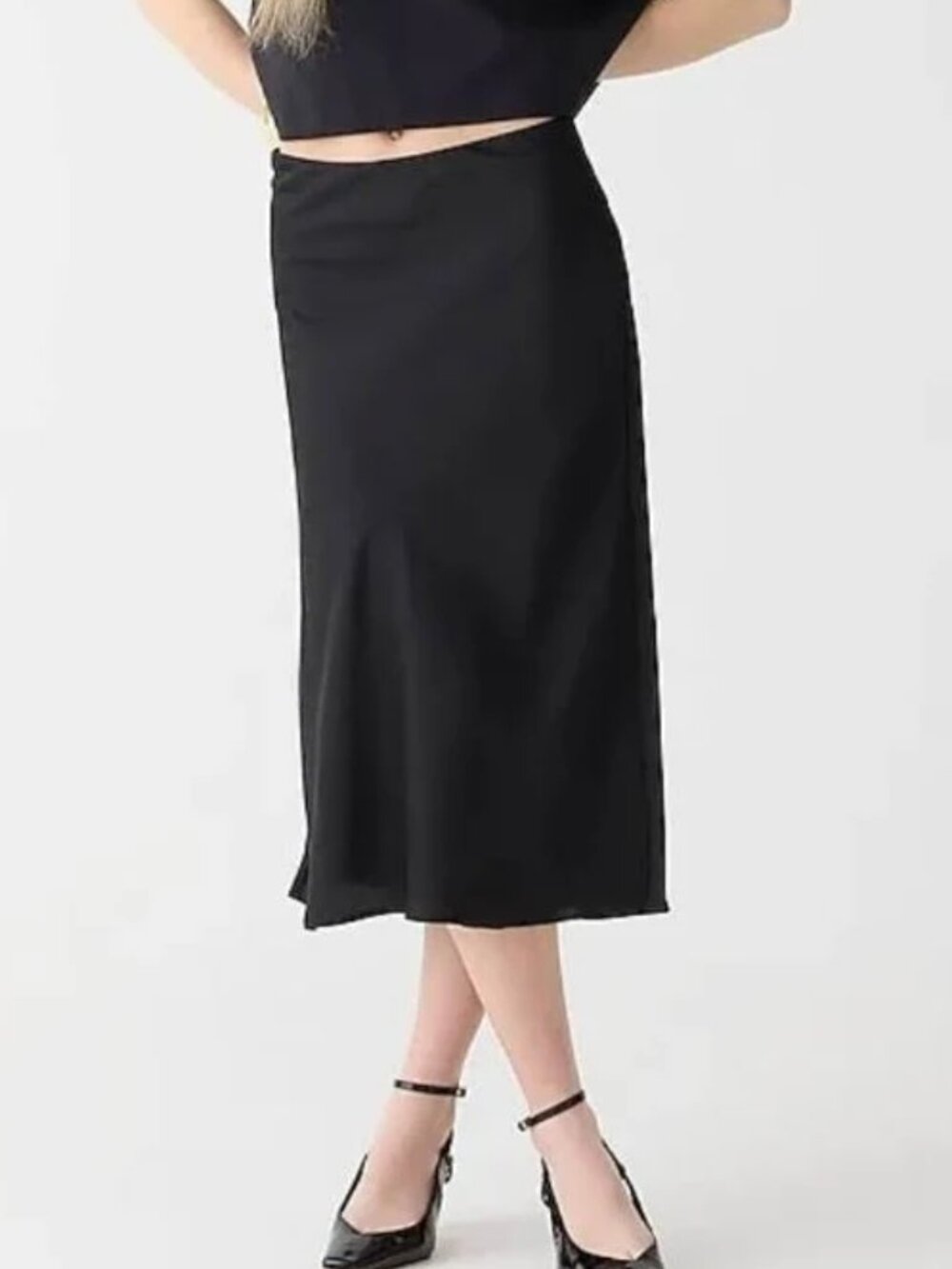 J Crew Gwyneth satin slip midi skirt